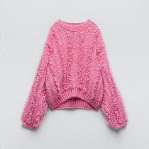 Pink Women's Textured Knit Sweater